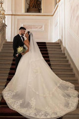 Wedding Dress A Line White Strapless Bridal Gown With Lace