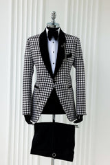 White Jacquard Shawl Lapel Wedding Suit for Men