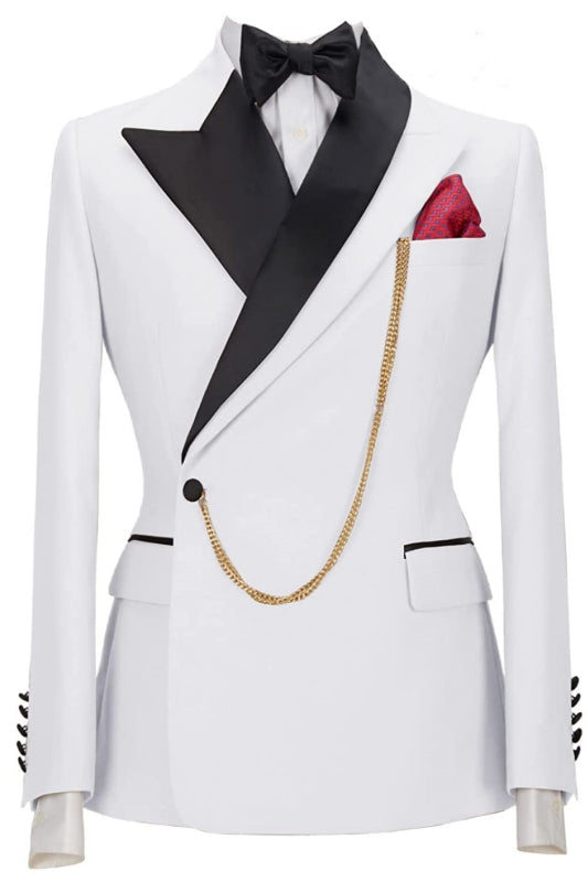 White Peaked Lapel 2 Piece New Arrival Prom Suit