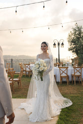 White Tulle Mermaid Wedding Dress with Sweetheart Neckline and Lace Appliques