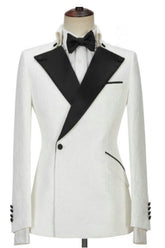 White Two Piece Peaked Lapel Prom Suit