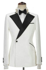 White Two Piece Peaked Lapel Prom Suit