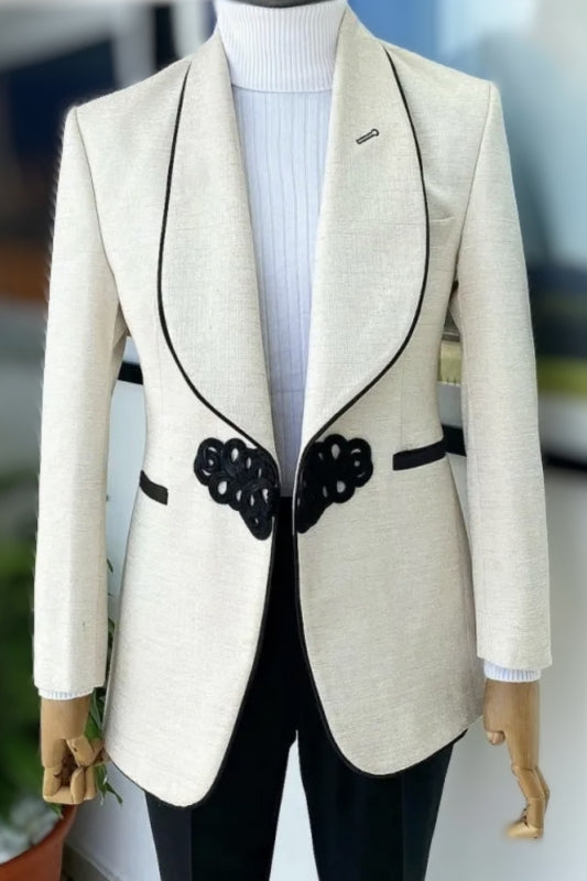 White Two Piece Shawl Lapel Wedding Suit New Arrival