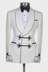White Two Piece Shawl Lapel Wedding Suit for Men