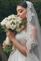 White Wedding Dress A Line Sweetheart Off The Shoulder Lace Bridal Gown