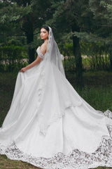 White Wedding Dress A Line Sweetheart Off The Shoulder Lace Bridal Gown