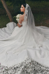 White Wedding Dress A Line Sweetheart Off The Shoulder Lace Bridal Gown