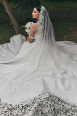 White Wedding Dress A Line Sweetheart Off The Shoulder Lace Bridal Gown