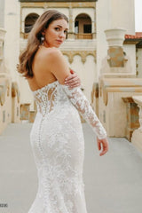 White Wedding Dress Mermaid Sweetheart Off The Shoulder Tulle Bridal Gown With Appliques