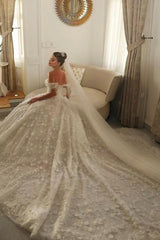 White Wedding Dress Sweetheart Off The Shoulder Sleeveless Sequined Beaded Ball Gown Long Tulle Bridal Gown With Pearls And Appliques