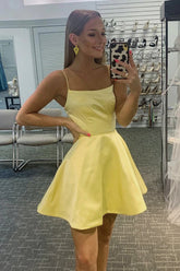 Yellow Homecoming Dress Simple A Line Prom Dress