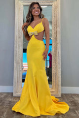 Dreamyannie Mermaid Black Prom Dress Backless Long Sheath Formal Dress With Bow