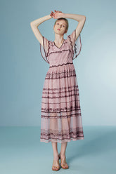 Dusty Rose Batwing Sleeve Summer Holiday Dress