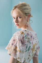 Floral Short Sleeve Midi Lace Summer Holiday Dress