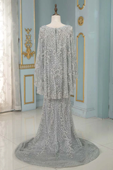 Batwing Sleeve Mother of the Bride Dress Beaded Bateau Neck Formal Dress