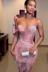 Mermaid Jewel Floor Length Sleeveless Appliques Lace Sequined Prom Dress