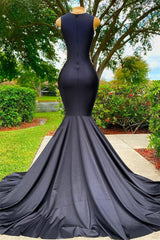 Mermaid V Neck Appliques Lace Sequined Open Back One Shoulder Floor Length Sleeveless Prom Dress
