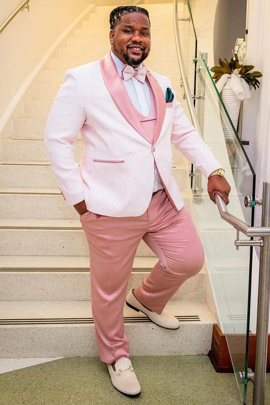 Chic Pink Shawl Lapel Wedding Party Suit for Men