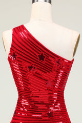 Sparkly Red Sequins Stars Tight Short Homecoming Dress