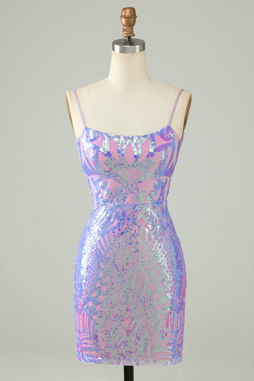 Sparkly Purple Sequin Backless Short Tight Homecoming Dress