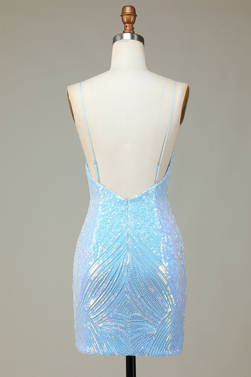 Glitter Blue Sequins Tight Short Homecoming Dress