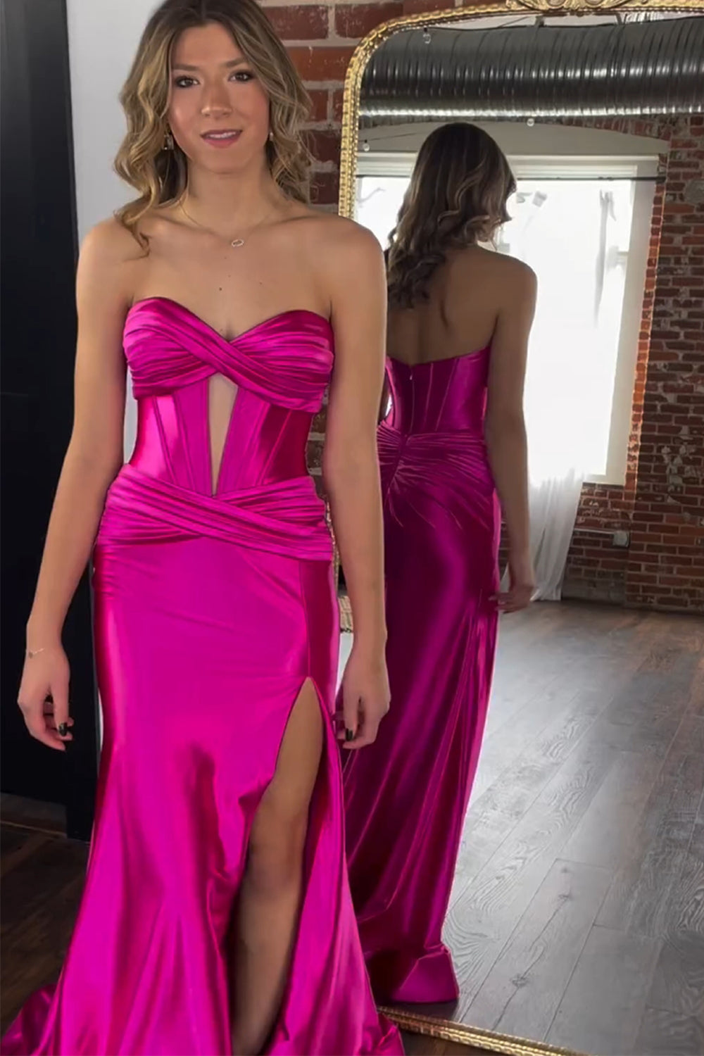 Fuchsia Mermaid Sweetheart Long Prom Dress with Slit