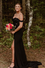 Sparkly Black Mermaid Corset Long Prom Dress With Appliques