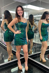 Sparkly Navy Sequins Tight Short Homecoming Dress