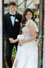 Sparkly Purple Beaded Long Prom Dress with Ruffles