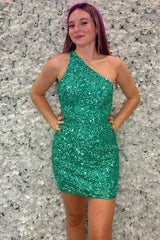 Sparkly Green Backless Tight Short Homecoming Dress With Sequins