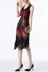 Red Glitter Fringe Flapper Dress