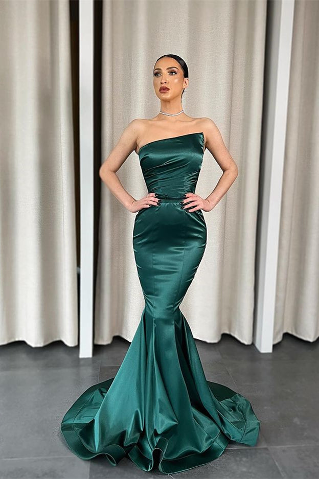 Dark Green Strapless Mermaid Long Evening Dress