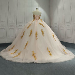 Champagne Quinceanera Dress Sweet 15 Evening Dress Crystal Sleeveless Beading Ball Gown Dress