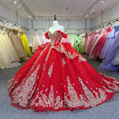 Glitter Red Quinceanera Dress Lace Applique V Neck Beading Sequins Spaghetti Corset Sweet 16 Ball Gown Dress