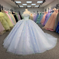 Blue Quinceanera Dress Strapless Appliques Beads Birthday Party For 15 Girls Ball Gown Dress