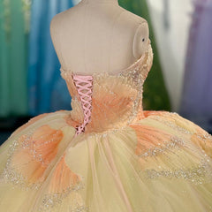 Yellow 2025 Quinceanera Dress Sweet 15 Evening Dress Crystal Sleeveless Beading Ball Gown Dress