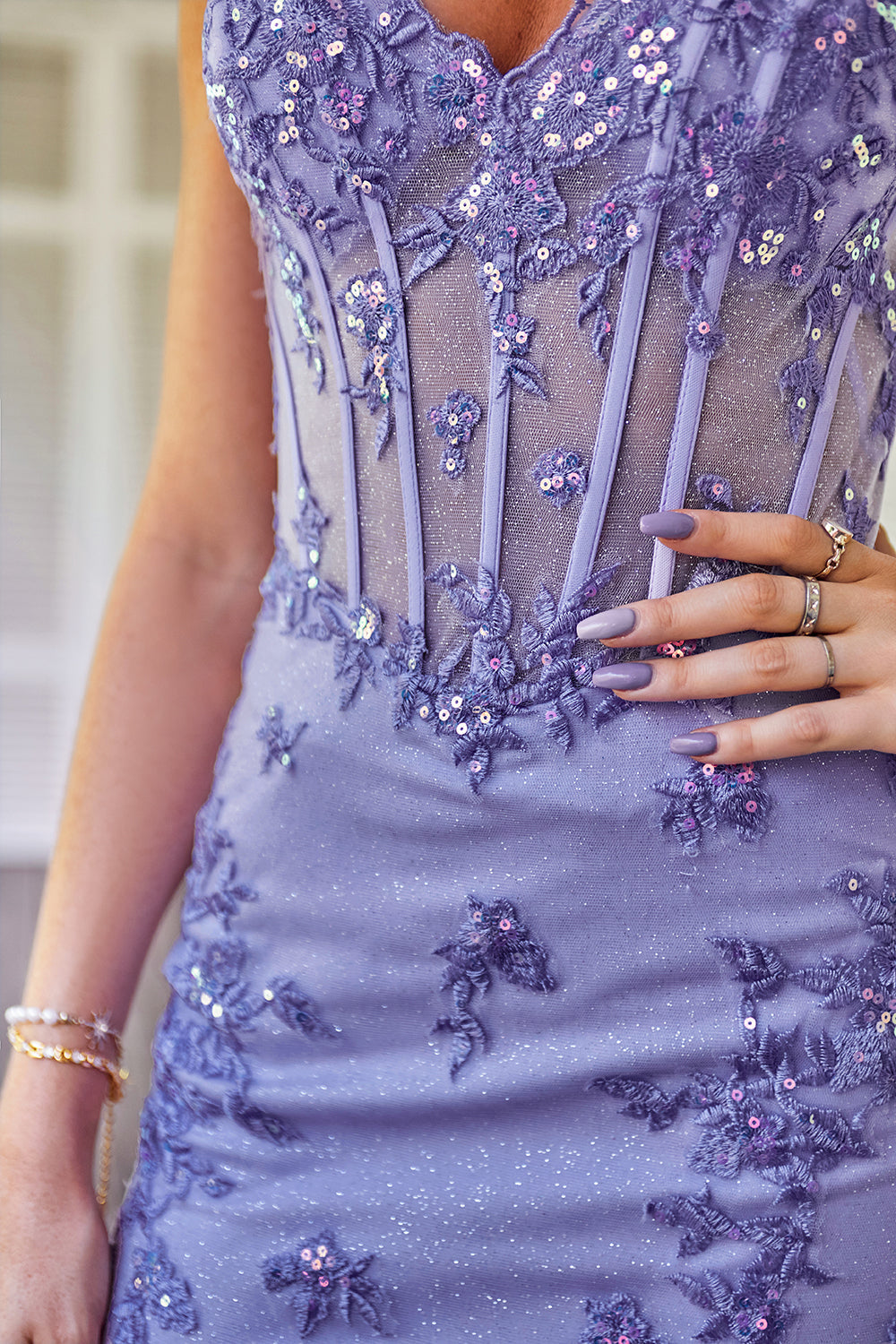 Sparkly Blue Sequined Corset Short Homecoming Dress with Lace