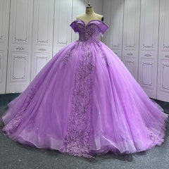 Lilac Quinceanera Dress Sweet 15 Evening Dress Crystal Sleeveless Beading Ball Gown Dress