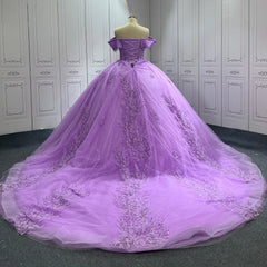 Lilac Quinceanera Dress Sweet 15 Evening Dress Crystal Sleeveless Beading Ball Gown Dress