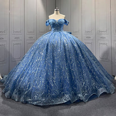 Blue Quinceanera Dress Sweet 15 Evening Dress Crystal Sleeveless Beading Ball Gown Dress