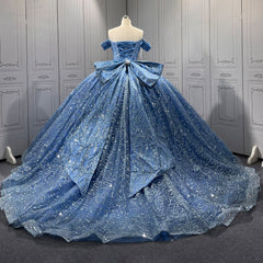 Blue Quinceanera Dress Sweet 15 Evening Dress Crystal Sleeveless Beading Ball Gown Dress