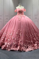 Pink Quinceanera Dress Sweet 15 Evening Dress Crystal Sleeveless Beading Ball Gown Dress