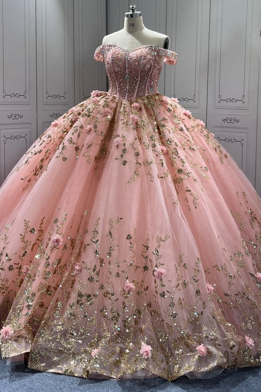 Pink Quinceanera Dress Sweet 15 Evening Dress Crystal Sleeveless Beading Ball Gown Dress