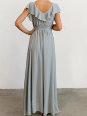 Chiffon Asymmetrical Bridesmaid Dress with Bows