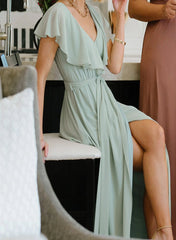 Chiffon Asymmetrical Bridesmaid Dress with Bows