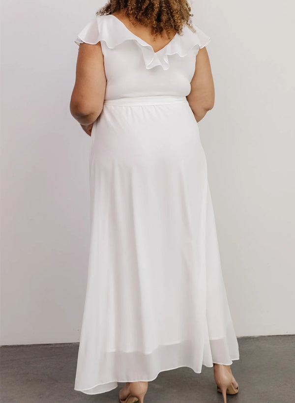 Chiffon Asymmetrical Bridesmaid Dress with Bows