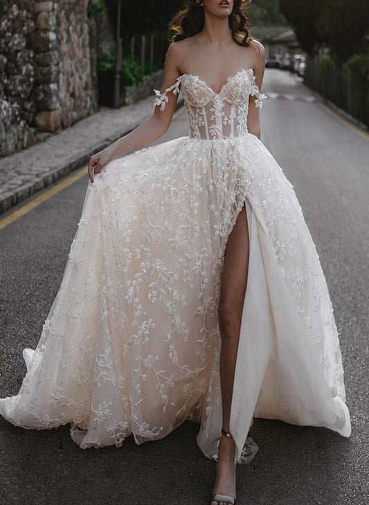 Lace Wedding Dress With Detachable Sleeve