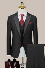 Ryan Newest Black Peaked Lapel 3-Piece Bespoke Wedding Suit