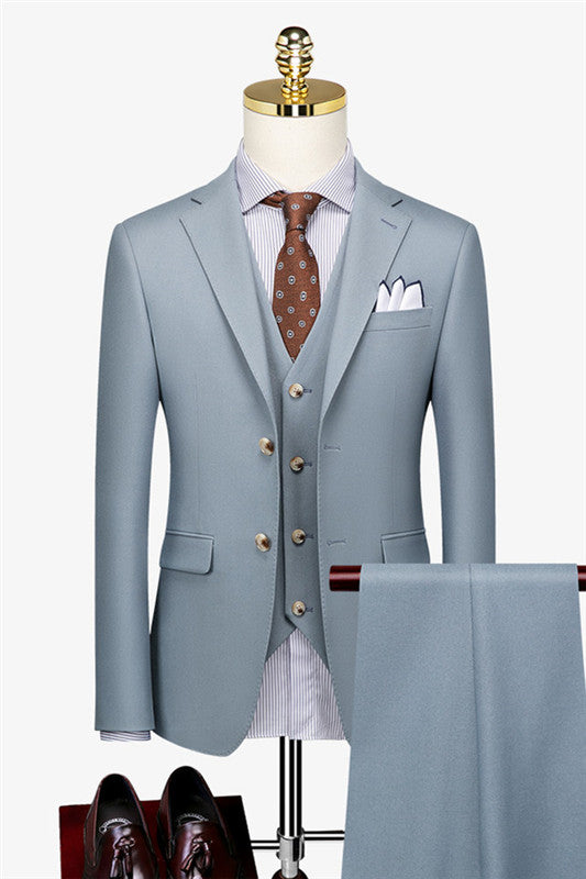 Ethan Blue Close-Fitting Three-Piece Business Suit