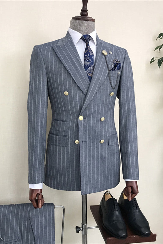 Archibald Navy Blue Double-Breasted Peaked Lapel Business Suit